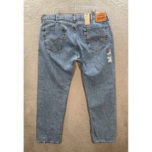 Levis 505 Jeans Mens 40x30 Blue Regular Fit Distressed Denim Workwear Grunge NEW